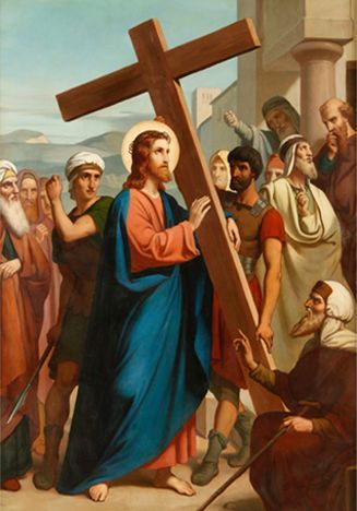 Jesús carga con la cruz camino al Calvario