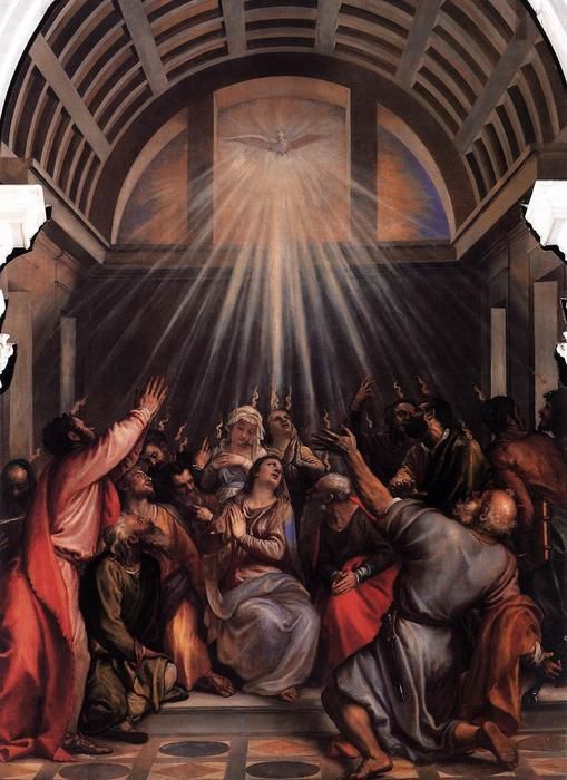 La venida del Espíritu Santo sobre María y los apóstoles